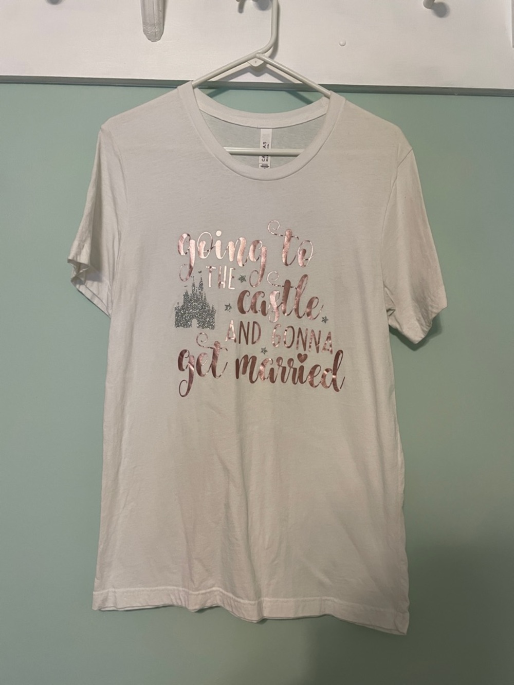 Disney Going to the Castle Tshirt Wedding Honeymoon Glitter Rose Gold
